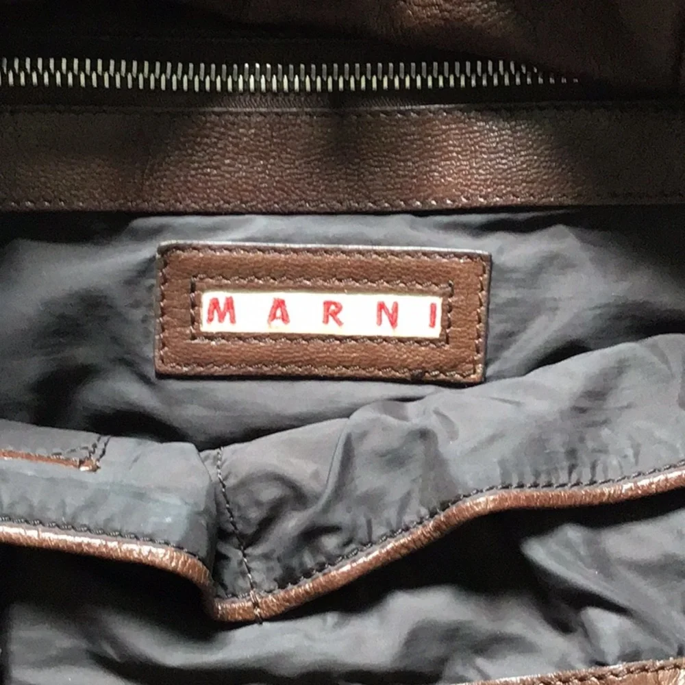 Marni Elegant Brown Leather Tote Bag - Picture 2 of 6